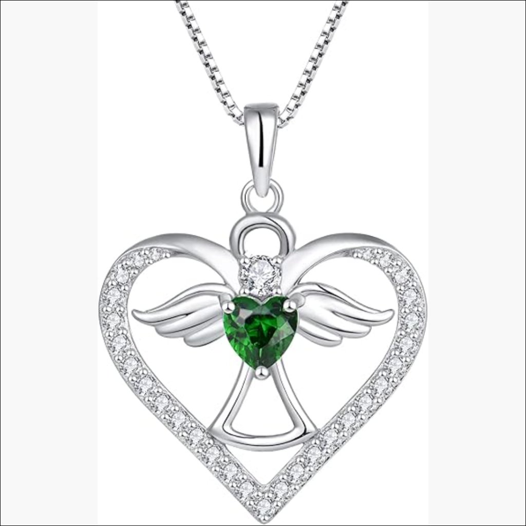 925 Sterling Silver Heart Angel Wings Pendant Necklace Gold Plated